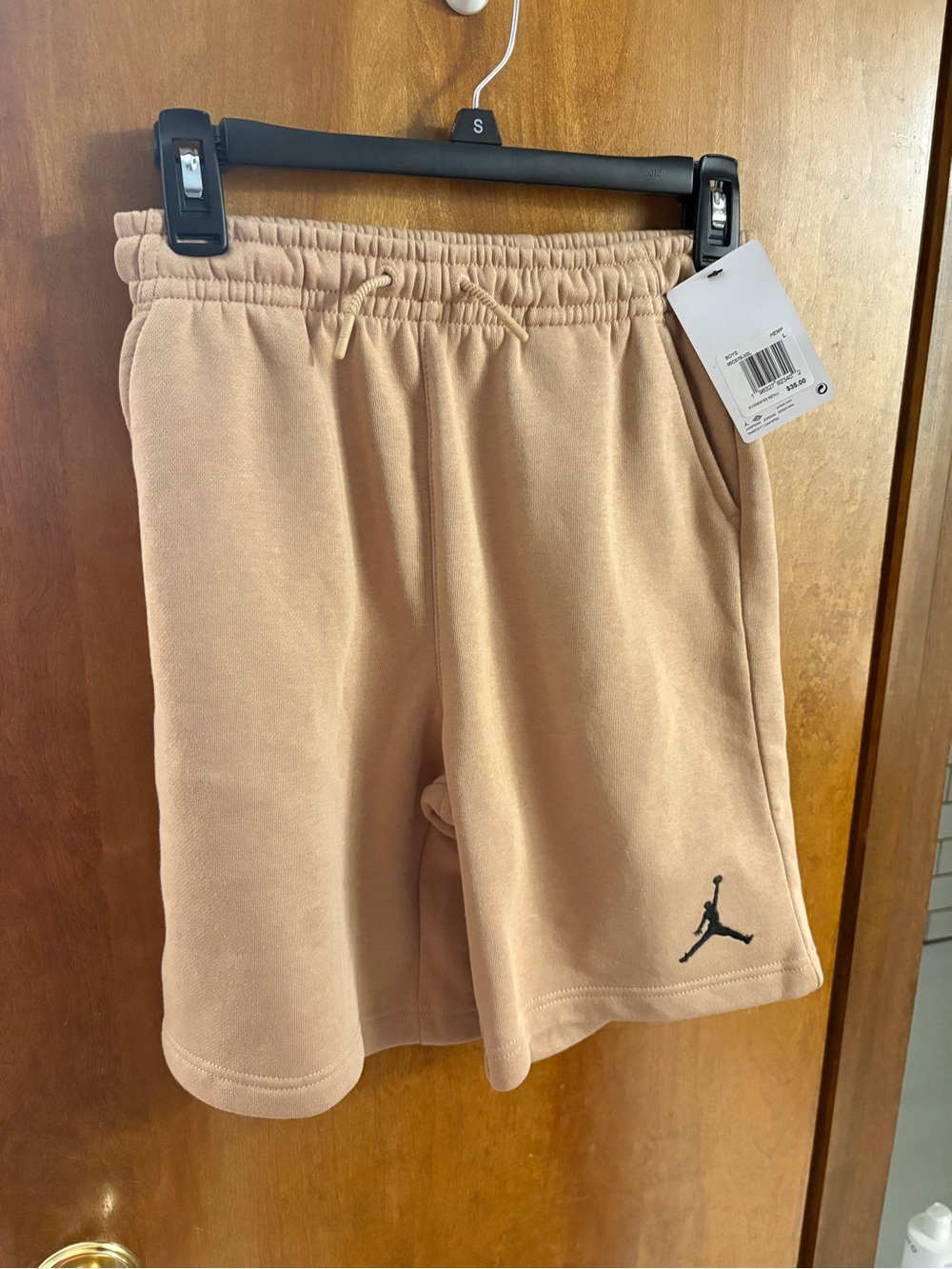 Nike Kids Tan Shorts with Black Jumpman Logo size Large
